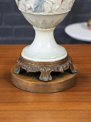 Italian Neoclassical Capodimonte Style Figural Porcelain Urn Lamp, c.1950’s