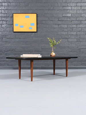 Mid-Century Modern Black Slate Stone Top Coffee Table, c.1960’s
