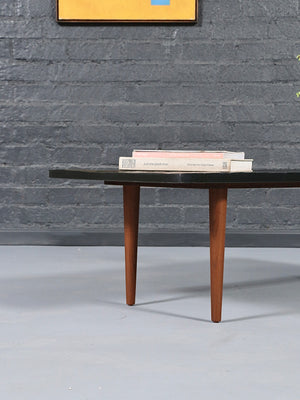 Mid-Century Modern Black Slate Stone Top Coffee Table, c.1960’s