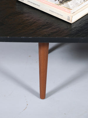 Mid-Century Modern Black Slate Stone Top Coffee Table, c.1960’s