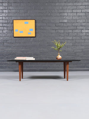 Mid-Century Modern Black Slate Stone Top Coffee Table, c.1960’s