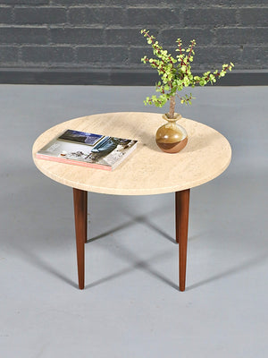 Mid-Century Modern Travertine Top Side Table, c.1960’s