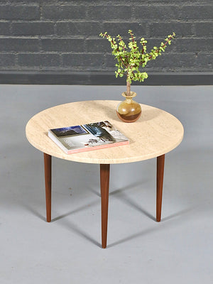Mid-Century Modern Travertine Top Side Table, c.1960’s