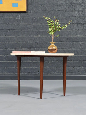Mid-Century Modern Travertine Top Side Table, c.1960’s