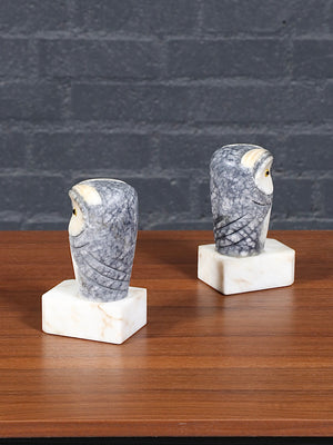 Pair of Mid-Century Modern Marble Owl Bookends, c.1960’s