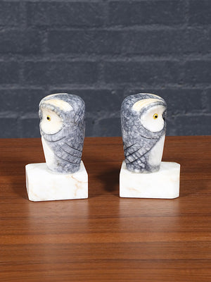 Pair of Mid-Century Modern Marble Owl Bookends, c.1960’s