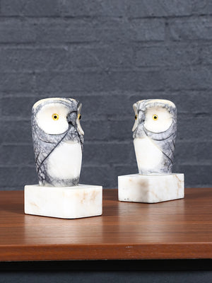Pair of Mid-Century Modern Marble Owl Bookends, c.1960’s