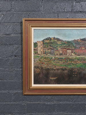 “The Arno at Florence” - Signed Italian Landscape w/ Botanical Countryside & River Life by Mary Plaisted, c.1949