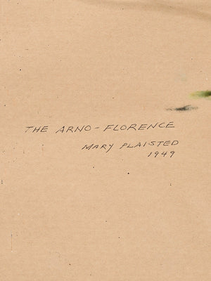 “The Arno at Florence” - Signed Italian Landscape w/ Botanical Countryside & River Life by Mary Plaisted, c.1949