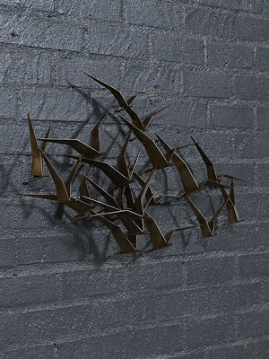 Signed Vintage Curtis Jere “Sea Gulls” Brass Wall Hanging Sculpture, c.1968