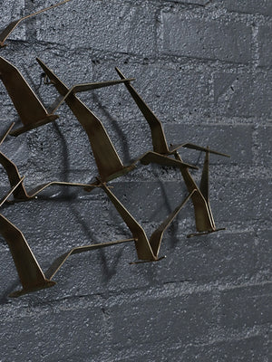 Signed Vintage Curtis Jere “Sea Gulls” Brass Wall Hanging Sculpture, c.1968