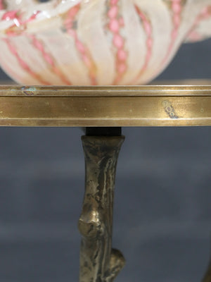 Contemporary Hollywood Regency Brass Twig Side Table w/ White Marble Top