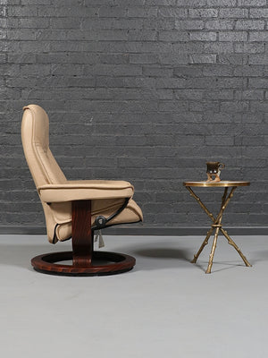 Scandinavian Modern “Stressless” Tan Leather Lounge Chair by Ekornes