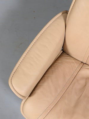 Scandinavian Modern “Stressless” Tan Leather Lounge Chair by Ekornes