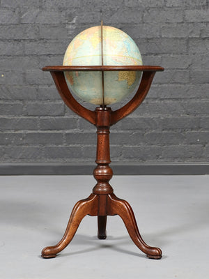 Vintage American Classical Revival Replogle “Comprehensive” Walnut World Globe, c.1960’s
