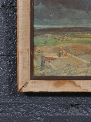 Vintage Framed “The Crucifixion” Panoramic Religious Print, c.1960’s