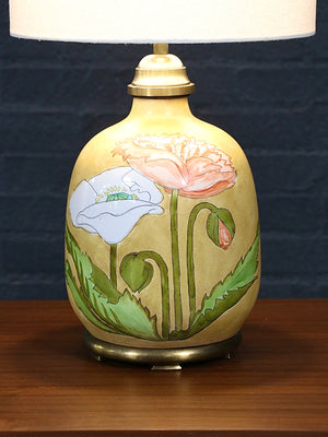 Vintage Hand-Painted Botanical Floral Ceramic Table Lamp by Chapman, c.1980’s