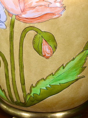 Vintage Hand-Painted Botanical Floral Ceramic Table Lamp by Chapman, c.1980’s