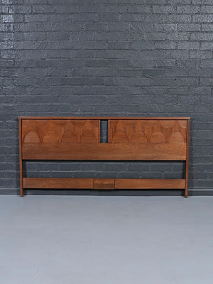 Mid Century Modern King-Size Sculpted Walnut Headboard, c.1960’s