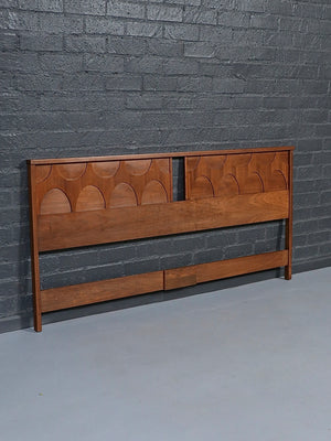 Mid Century Modern King-Size Sculpted Walnut Headboard, c.1960’s