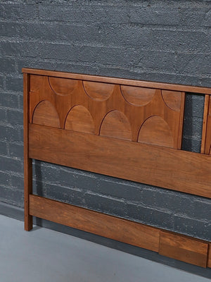 Mid Century Modern King-Size Sculpted Walnut Headboard, c.1960’s