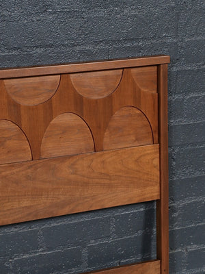 Mid Century Modern King-Size Sculpted Walnut Headboard, c.1960’s