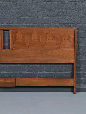 Mid Century Modern King-Size Sculpted Walnut Headboard, c.1960’s