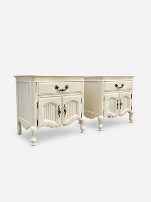 Pair of French Provincial Style Cream Painted Night Stands, c.1960’s