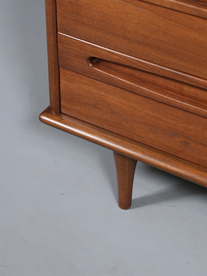 Mid Century Modern 9-Drawer Sculpted Walnut Dresser by American of Martinsville, c.1960’s