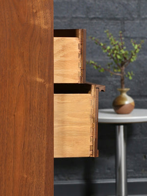 Mid Century Modern Sculpted Walnut Highboy Dresser, c.1960’s