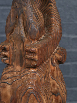 Mid-Century “Embracing G’nomies” Carved Cedar Sculpture by Witco, c.1960’s