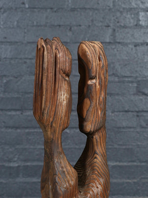 Mid-Century “Embracing G’nomies” Carved Cedar Sculpture by Witco, c.1960’s