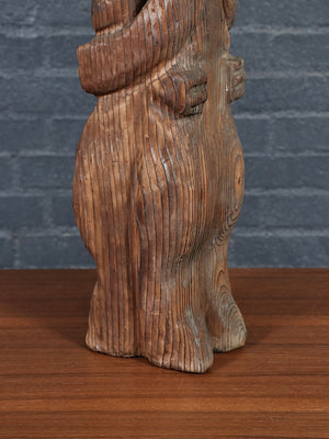 Mid-Century “Embracing G’nomies” Carved Cedar Sculpture by Witco, c.1960’s