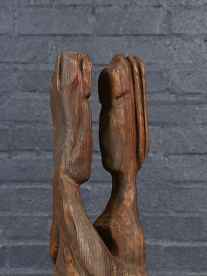 Mid-Century “Embracing G’nomies” Carved Cedar Sculpture by Witco, c.1960’s