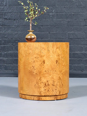 Mid Century Modern Olive Burlwood Pedestal Side Table, c.1960’s