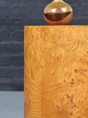 Mid Century Modern Olive Burlwood Pedestal Side Table, c.1960’s