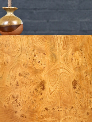 Mid Century Modern Olive Burlwood Pedestal Side Table, c.1960’s