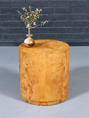 Mid Century Modern Olive Burlwood Pedestal Side Table, c.1960’s