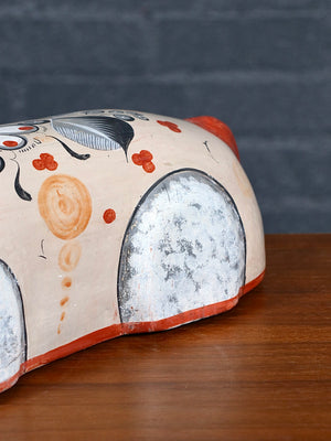 Vintage Mexican Tonalá Hand-Painted Ceramic Rhinoceros Sculpture, c.1960’s