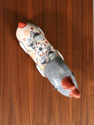 Vintage Mexican Tonalá Hand-Painted Ceramic Rhinoceros Sculpture, c.1960’s
