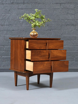 Single Mid Century Modern Sculpted Walnut Night Stand by United Furniture, c.1960’s
