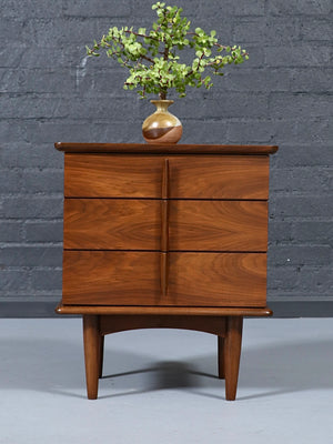 Single Mid Century Modern Sculpted Walnut Night Stand by United Furniture, c.1960’s