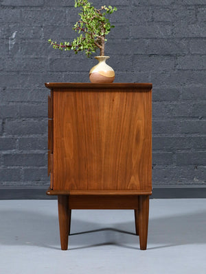 Single Mid Century Modern Sculpted Walnut Night Stand by United Furniture, c.1960’s
