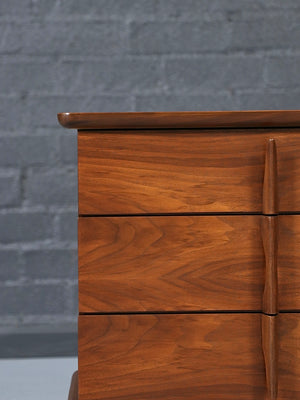 Single Mid Century Modern Sculpted Walnut Night Stand by United Furniture, c.1960’s