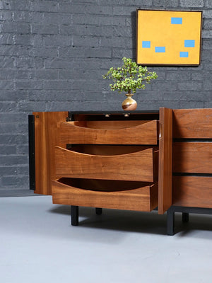 Mid Century Modern 9-Drawer Walnut Dresser by American of Martinsville, c.1960’s