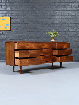 Mid Century Modern 9-Drawer Walnut Dresser by LA Period, c.1960’s