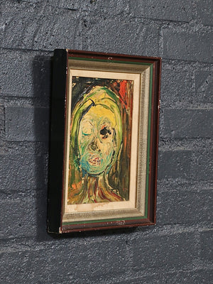 Vintage Signed Abstract Expressionism Oil Painting, Head Study by Leo Fred, c.1960’s