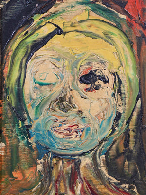 Vintage Signed Abstract Expressionism Oil Painting, Head Study by Leo Fred, c.1960’s