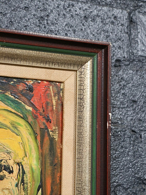 Vintage Signed Abstract Expressionism Oil Painting, Head Study by Leo Fred, c.1960’s