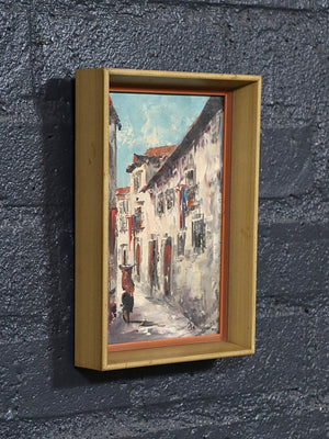 Vintage Signed Impressionist European Street Scene Oil Painting, c.1960’s
